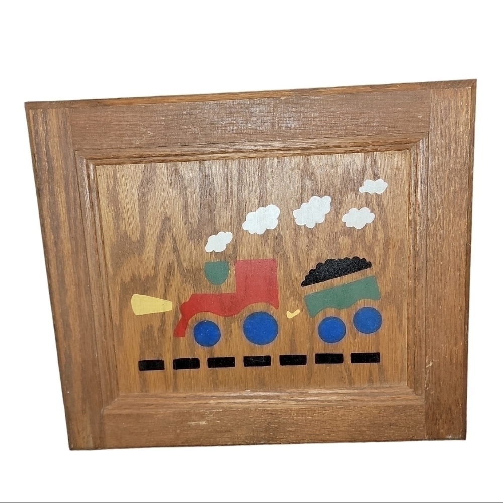 5/$25 Wood Choo Choo train painted picture kid’s decor wall decor picture